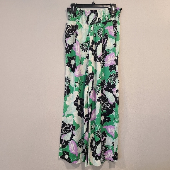 Anthro Maeve The Saria Smocked Wide Leg Floral Pants - Picture 3 of 8